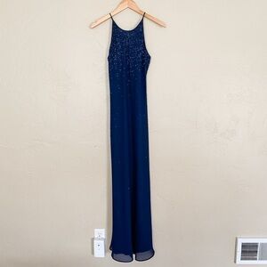 [chelsea nites] vintage 90s navy formal dress